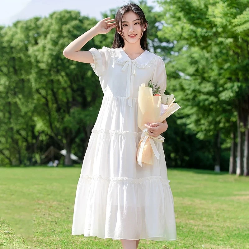 夏季新款女童超仙森系连衣裙中学生显瘦法式公主裙zb5803田范KIDS