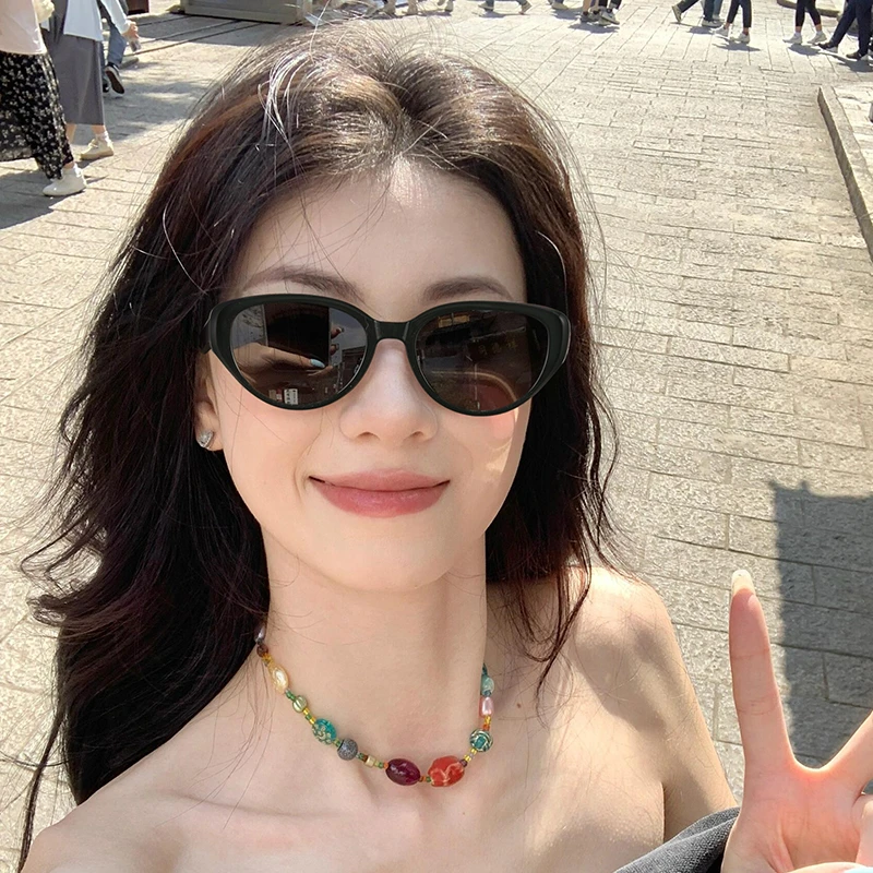 复古黑框猫眼墨镜女2025新款高级感防紫外线偏光太阳眼镜大脸显瘦