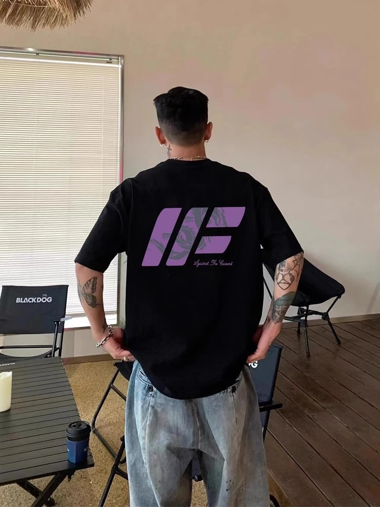 美式复古vibe街头痞帅短袖t恤男国潮牌重磅纯棉小领口情侣上衣夏