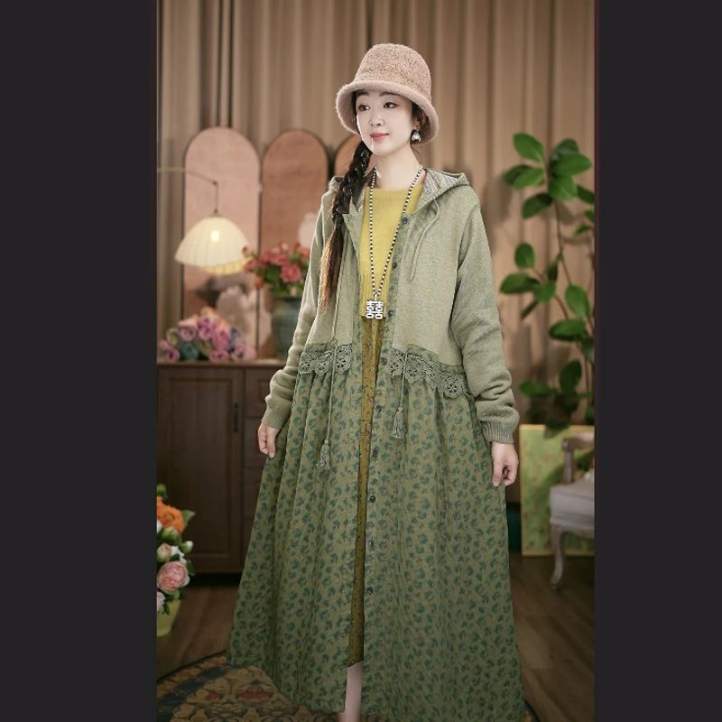 风衣外套女2025秋冬新款洋气衣服女装中长款文艺复古棉麻针织大衣