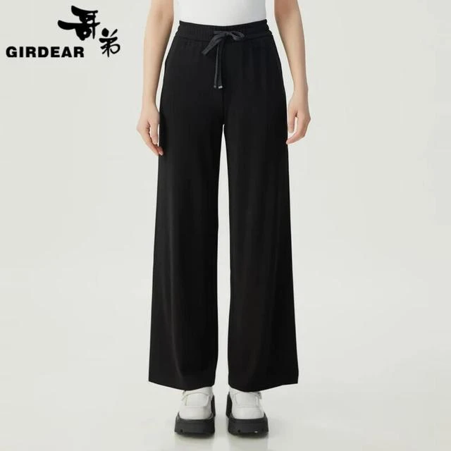 GIRDEAR/哥弟夏季新款宽松垂感休闲显瘦胖mm直筒长裤裤子1100408