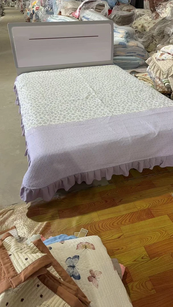 法式花园200*230针织棉加厚裙边床盖