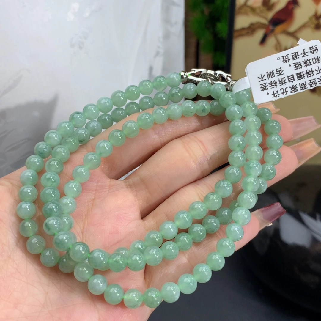 翡翠手链未镶嵌卡5.8冰晴飘花项链