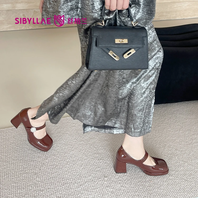 丝柏兰时尚百搭粗跟单鞋334233239