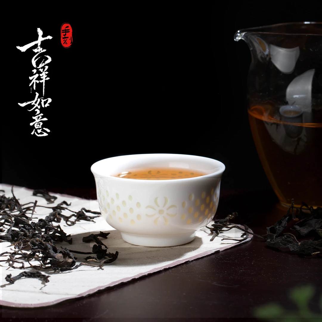 景德镇陶瓷功夫小茶杯手工镂空玲珑瓷品茗杯家用个人单个喝茶杯子