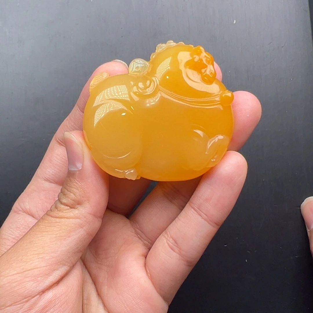 石英质玉（黄龙玉）未镶嵌山流水料唐马