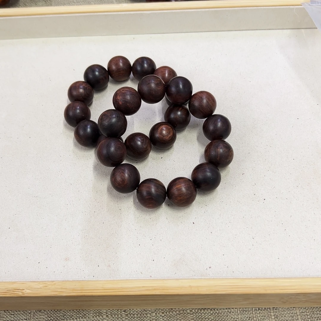 黄花梨/降香黄檀手串/手链20mm圆珠粗抛无胶无腊铁矿料