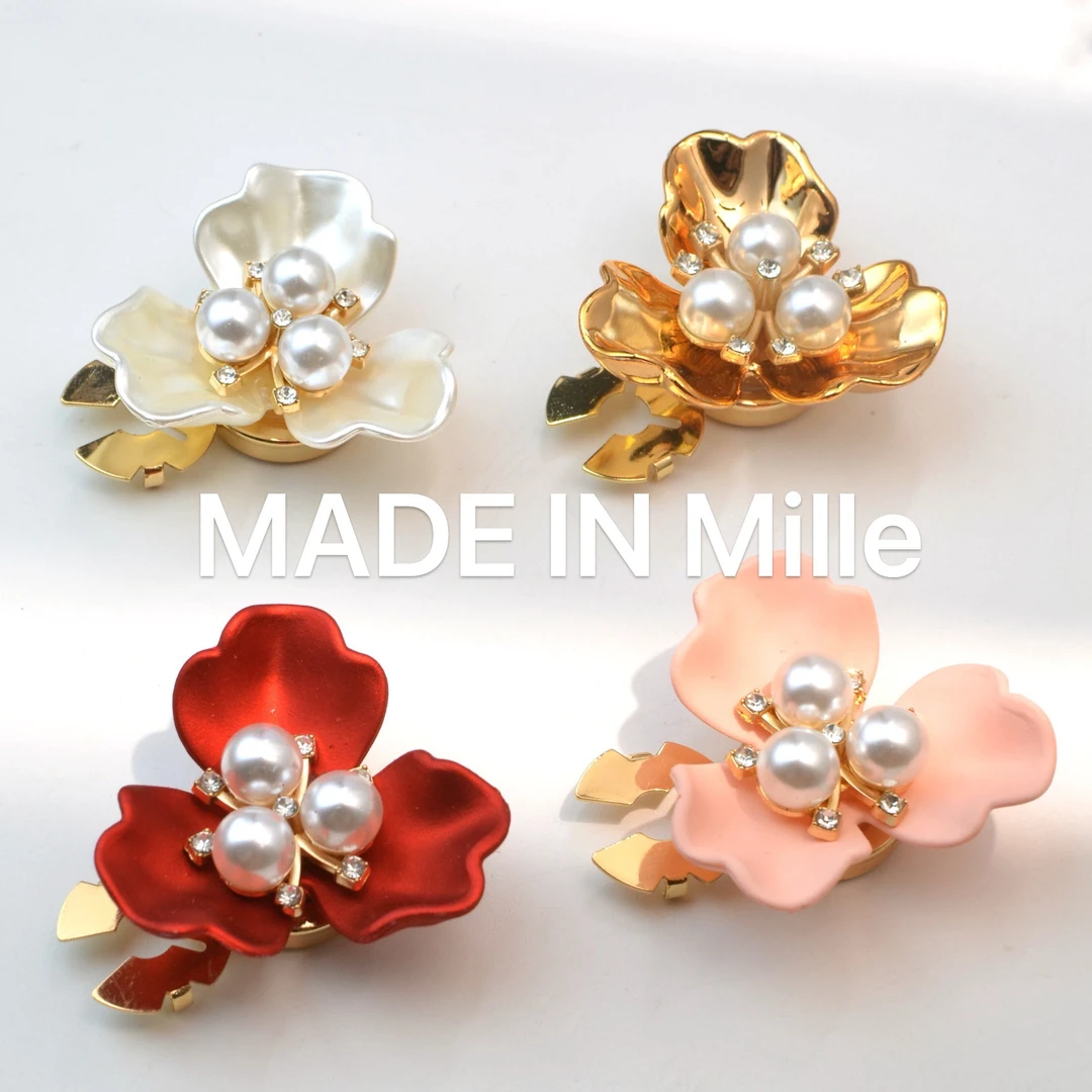 Mille高定纽扣Button Covers袖扣三瓣花衬衫礼服袖花瓣纽扣盖袖扣