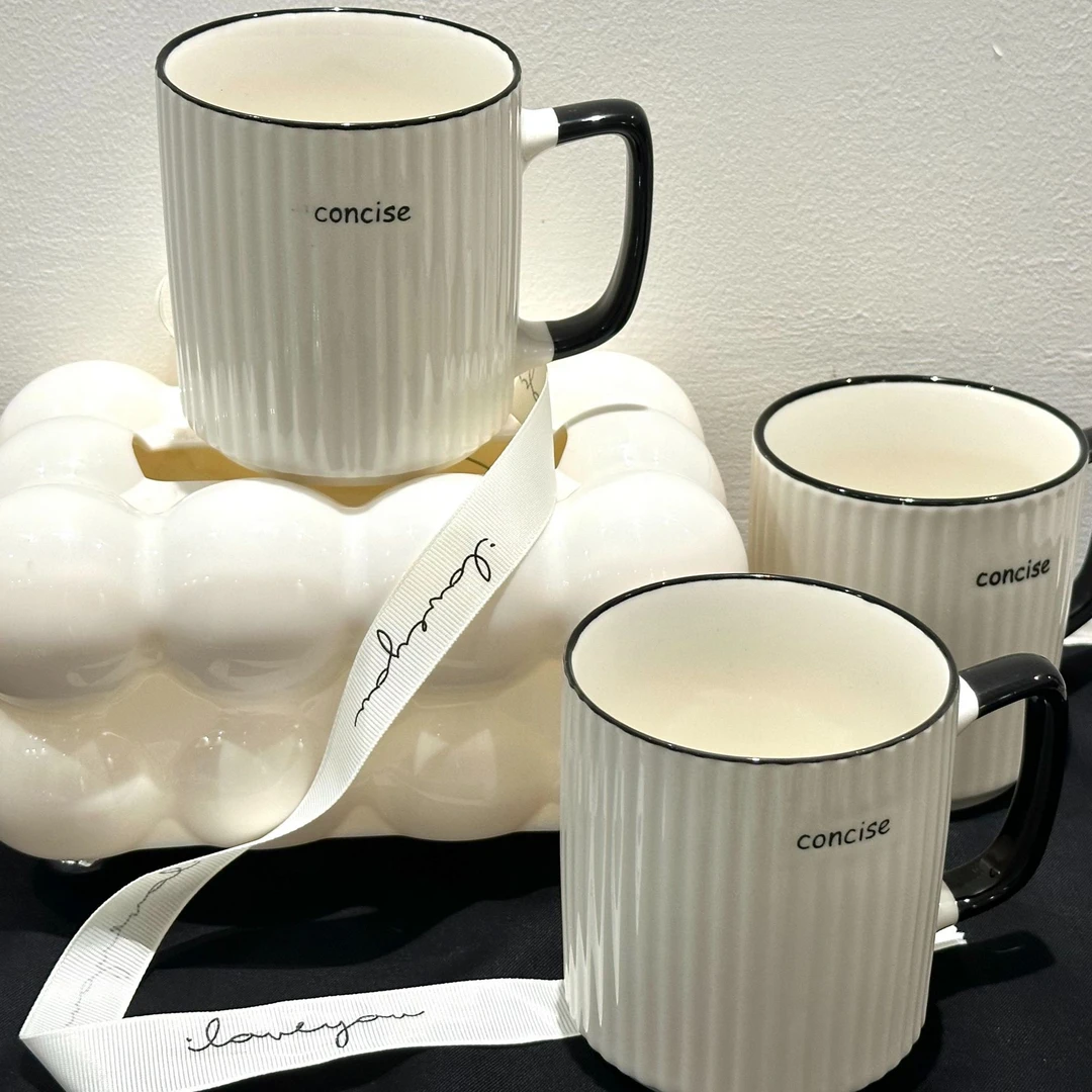 日式简约高颜值陶瓷情侣杯子办公室家用宿舍咖啡茶水杯300ml400ml