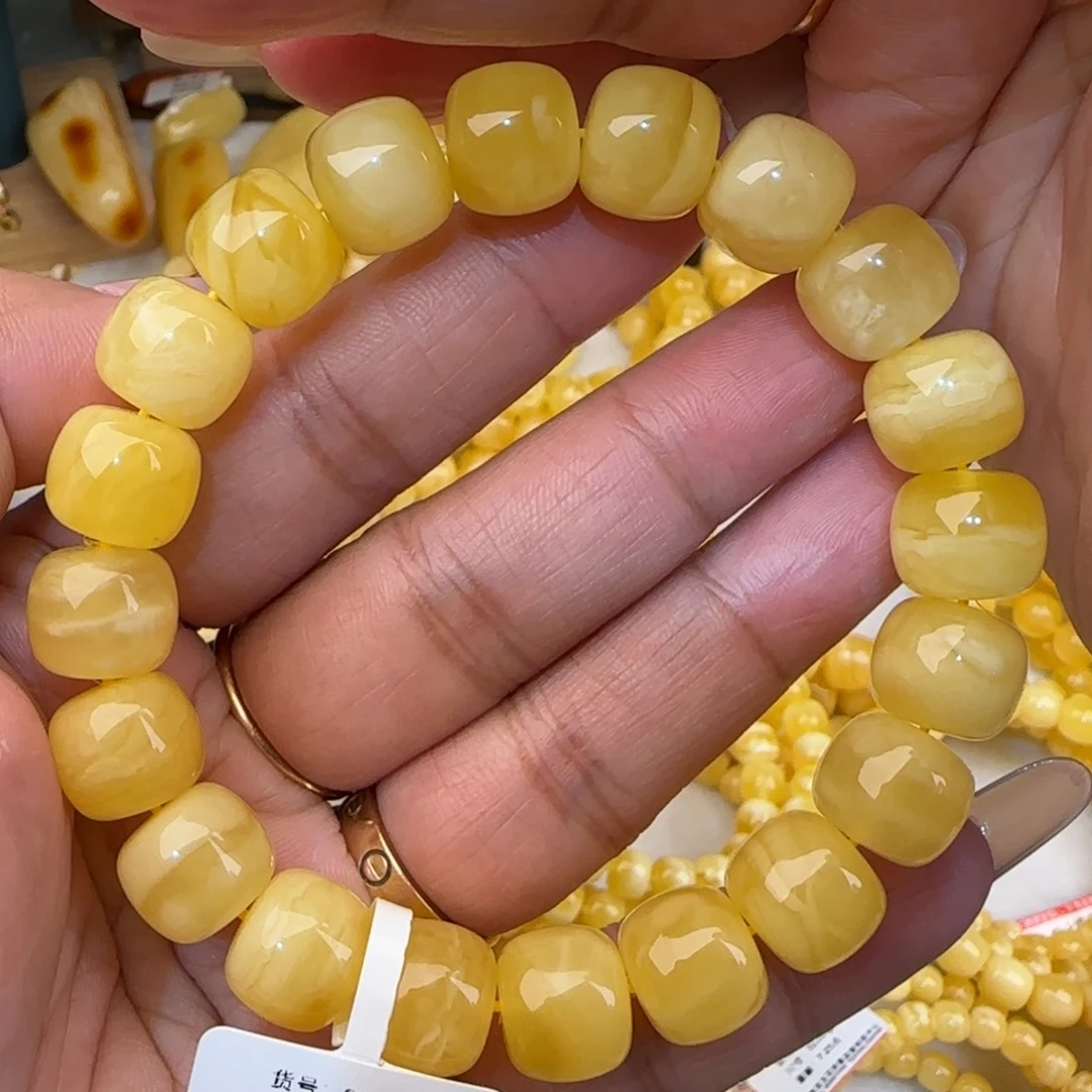 蜜蜡未镶嵌手串白花老型手串