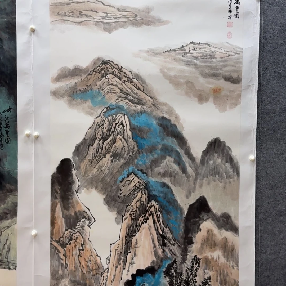 国画闫福财138x68山水