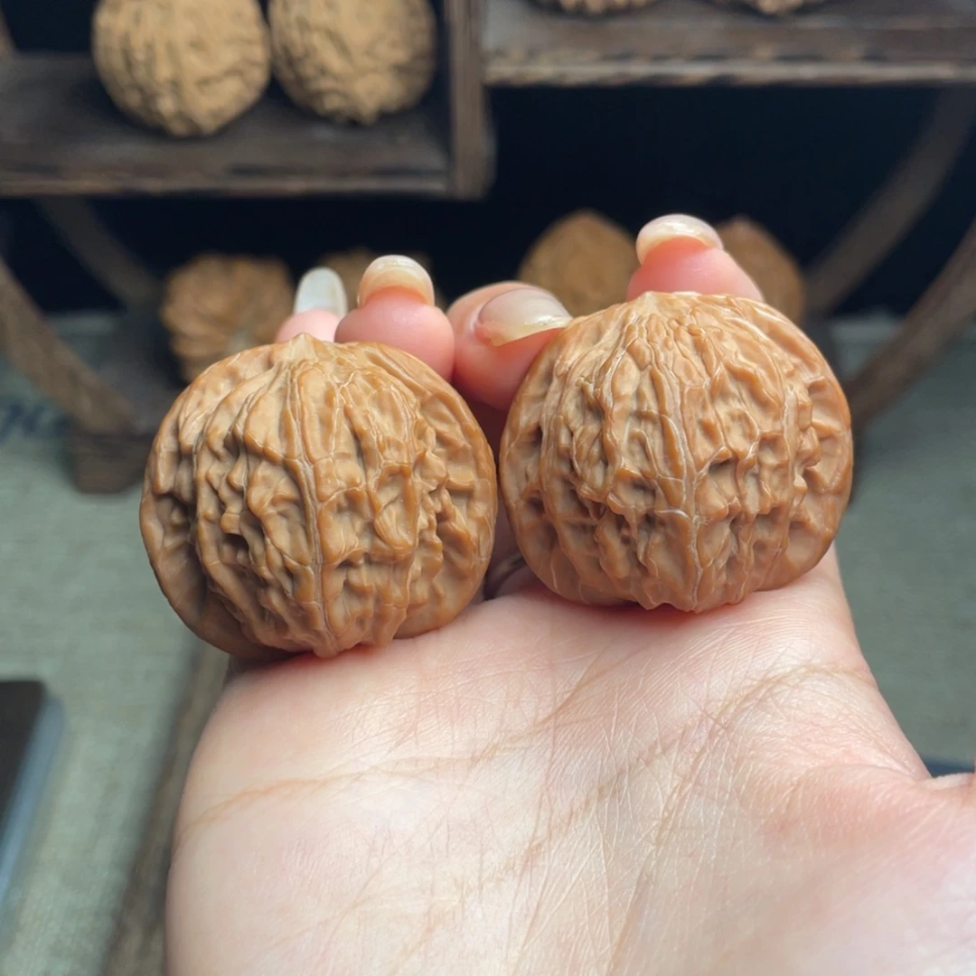 吊坠文玩核桃磨盘37 全品白茬精配毕业红皮