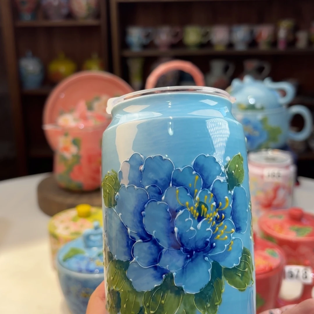 景德镇手绘高温釉下彩陶瓷茶具