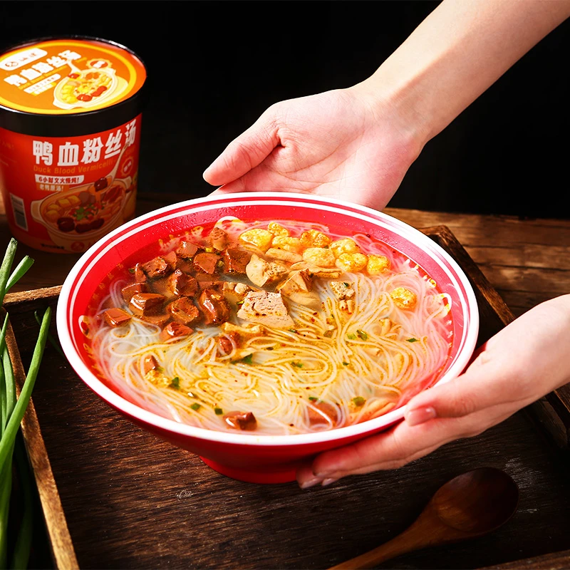 上海妯娌桶装鸭血粉丝冲泡即食免煮宿舍速食品原味装大份量