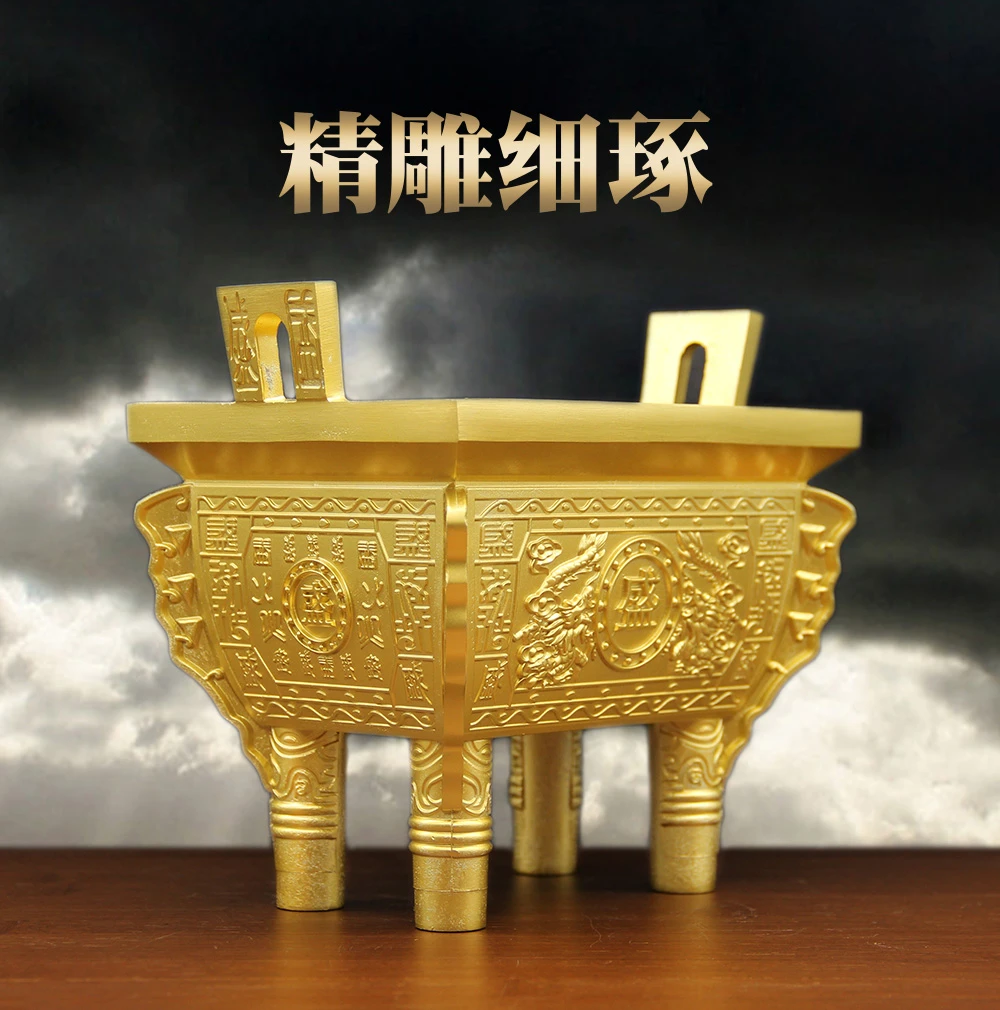 纯黄铜《双龙鼎》聚财鼎千秋盛鼎家用客厅收银台办公室新房招财摆件