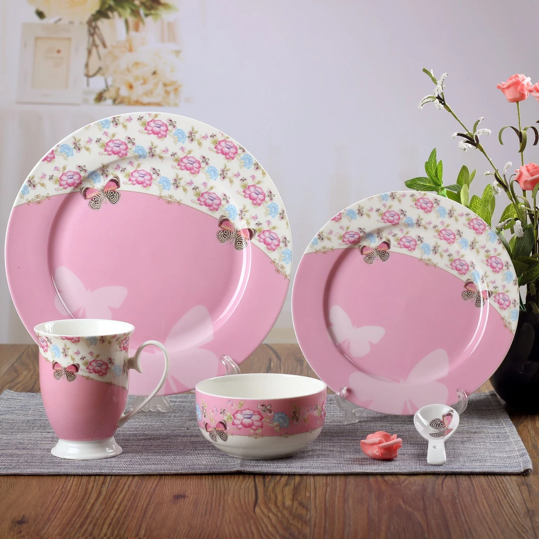 粉系陶瓷茶具套装现代简约家用水杯套装客厅水壶耐热喝茶整套