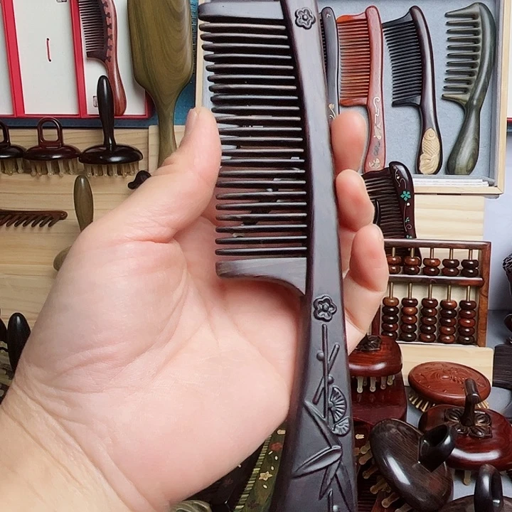 红酸枝木类乌木插齿梳子