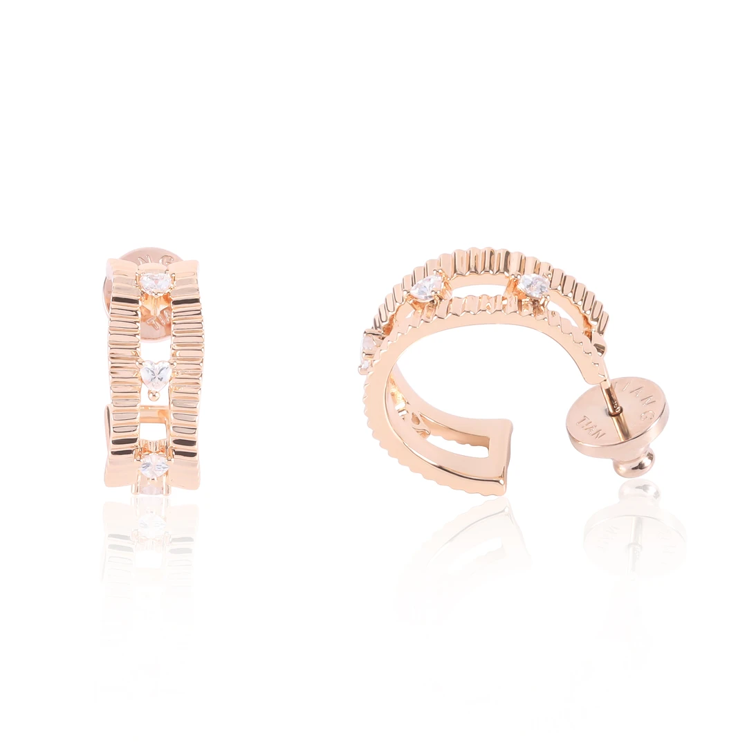 铜合金锆石耳饰 CNC精工 时尚轻奢气质百搭小众简约ins耳钉1327