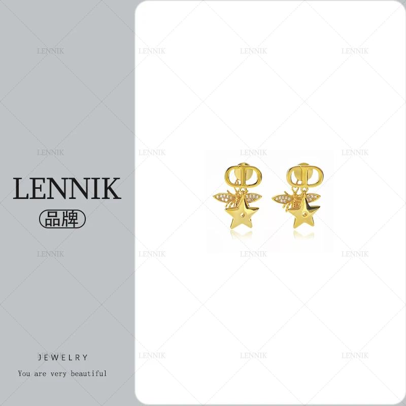 合金贝壳耳饰 lennik/lennik-JL轻奢经典夏日星星小蜜蜂耳钉