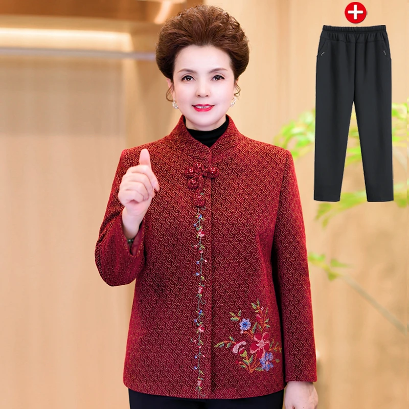 2025秋季新款妈妈装新中式外套长袖中老年人气质洋气上衣奶奶装