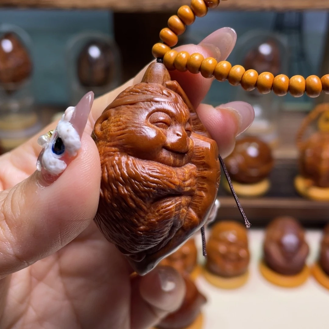 佛螺菩提吊坠掌中猴链子一套