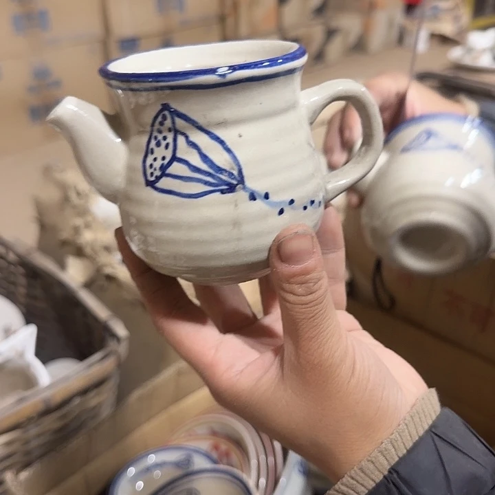 库存微瑕手绘醋壶