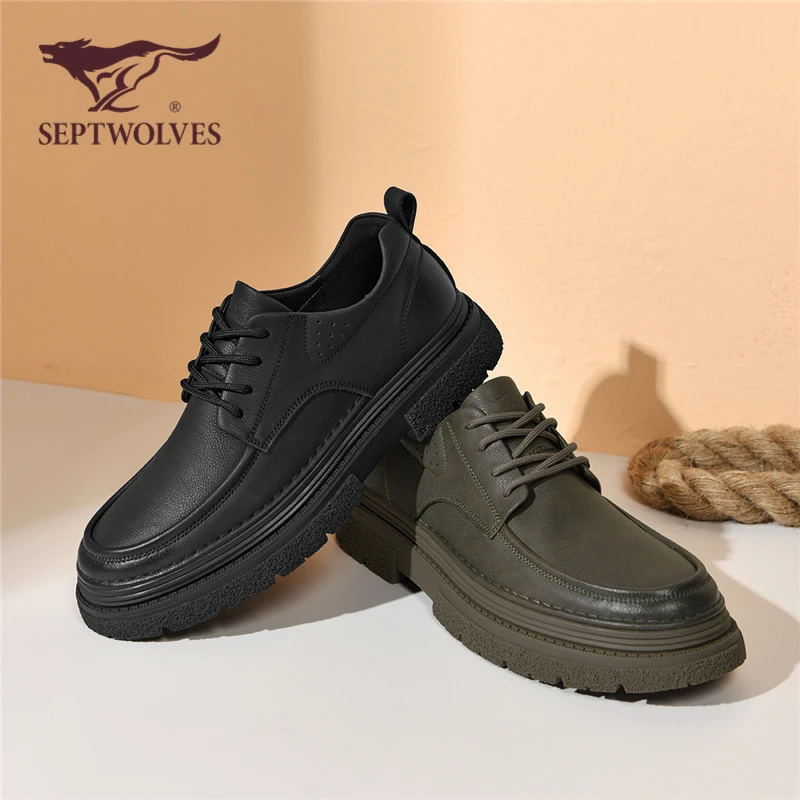 七匹狼男鞋2025秋季复古英伦风工装板鞋男士时尚百搭防滑休闲皮鞋