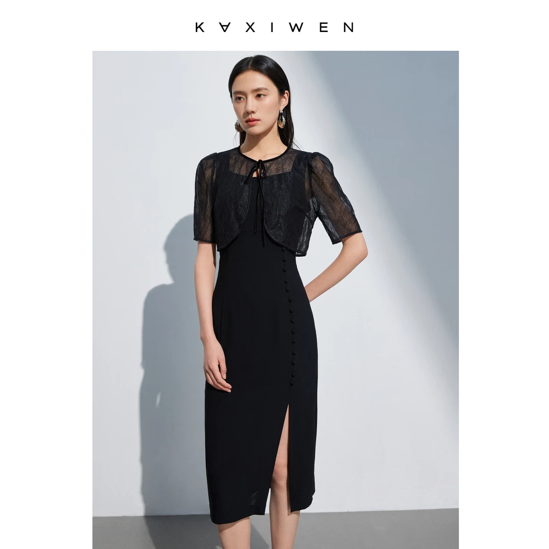 【喵姐严选】优雅蕾丝外披气质显瘦连衣裙法式裙子X03BLS2359