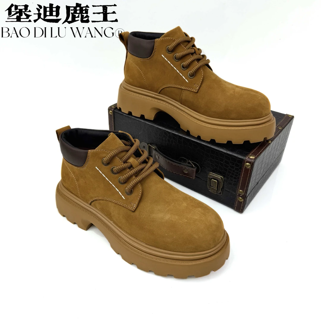 时尚系带休闲风轻便潮流低帮休闲工装鞋圆头胶粘厚底