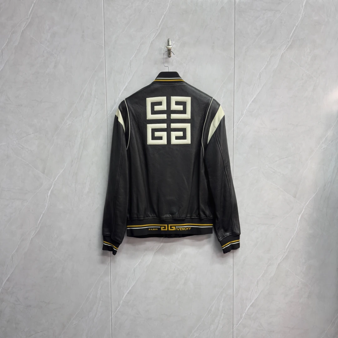 99新 Givenchy/纪梵希 经典Logo重磅皮衣夹克外套/W0216/52码