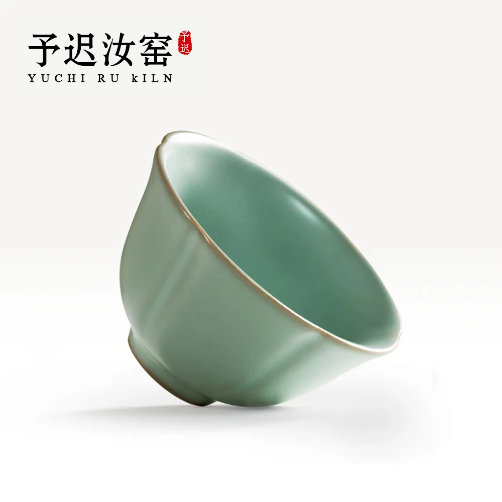 弘昌道【馆藏中葵杯】汝窑当代汝瓷经典代表艺术品茶杯茶具(天青)