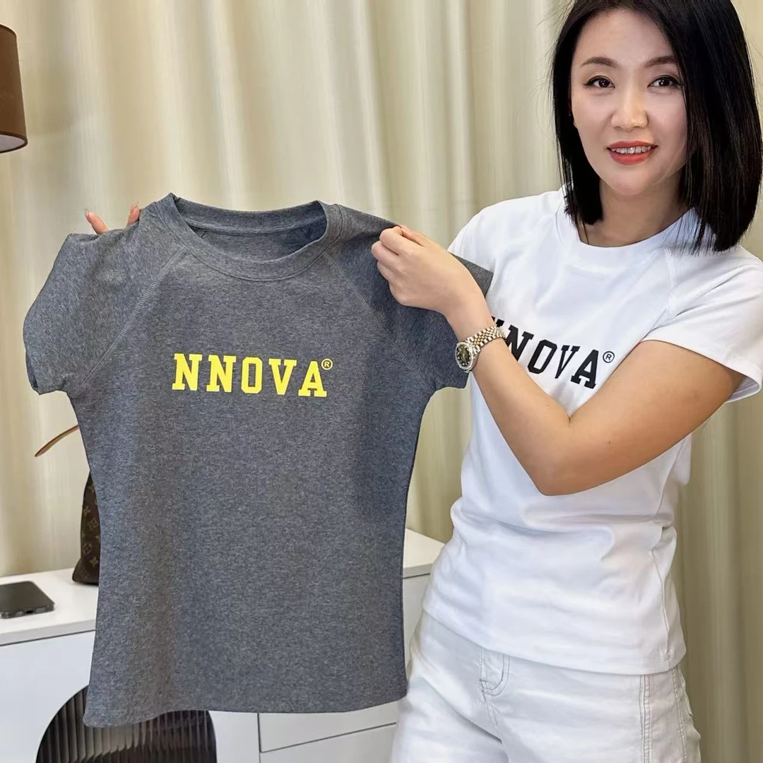 【二婷衣橱】25新款时尚百搭夏季新品百搭韩版字母短袖5929