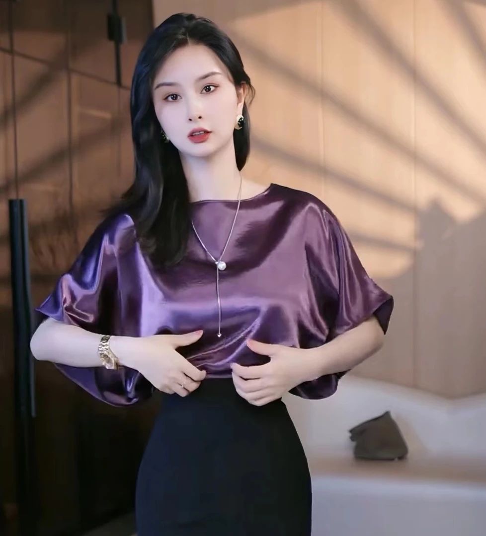 夏季新款显瘦气质简约时尚纯色上衣女百搭法式上衣5129