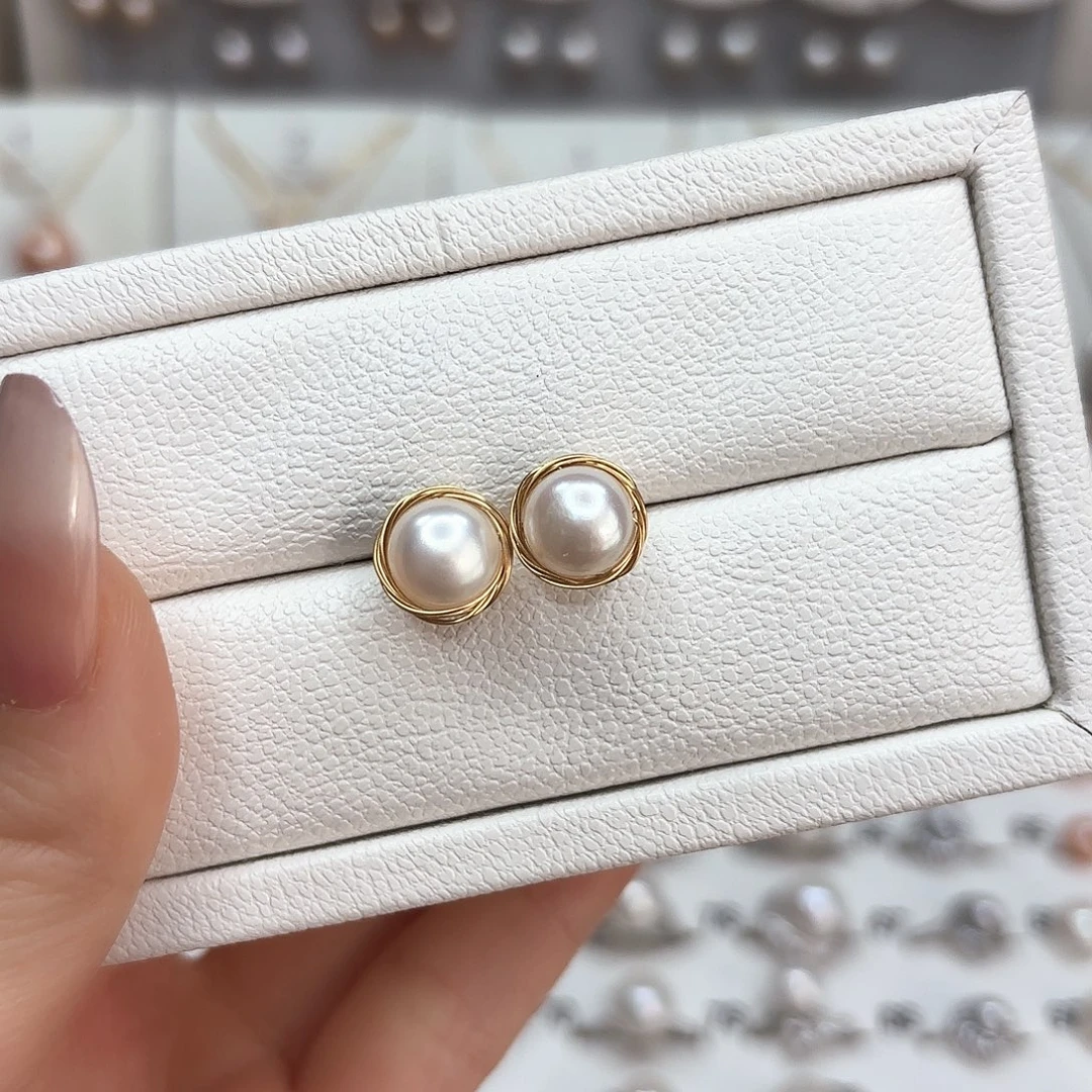 淡水珍珠耳饰银S925镶嵌