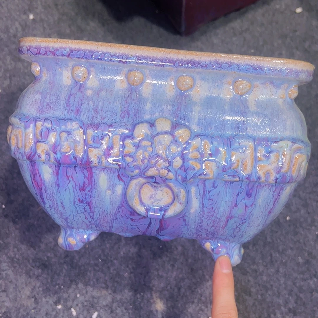 红陶正宗岭南石湾盆放漏