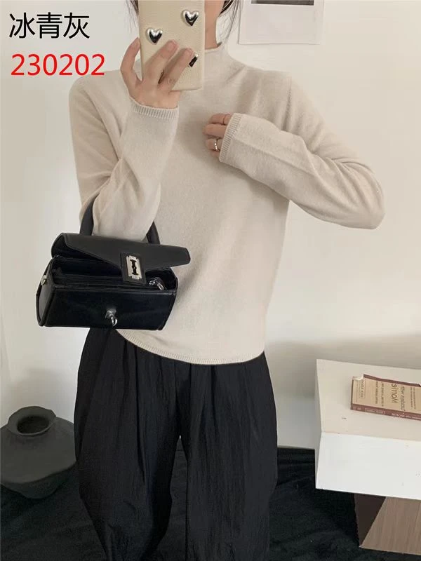 YUANGE半高领纯色全羊毛小亮片洋气时尚显瘦百搭毛衣