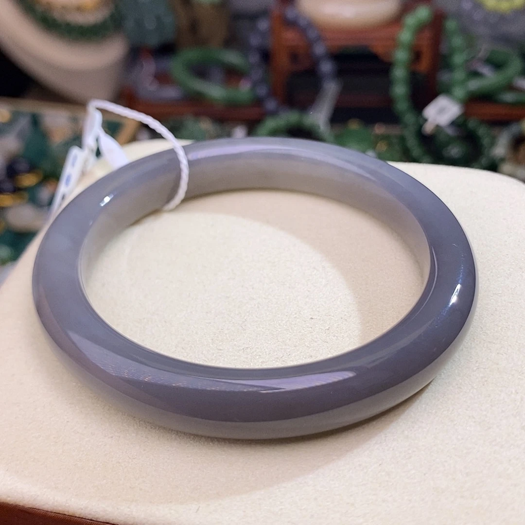 和田玉58.8福利补贴老矿料高冰浓紫手镯未镶嵌