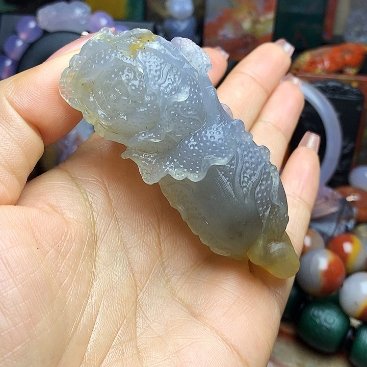 硅化玉未镶嵌吊坠(不含链)海蓝冰玉白菜