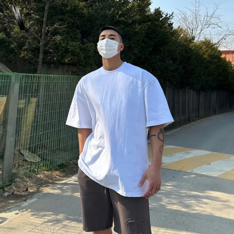 VALVOELITE美式重磅短袖恤男士夏季宽松休闲基础款打底衫纯色半袖