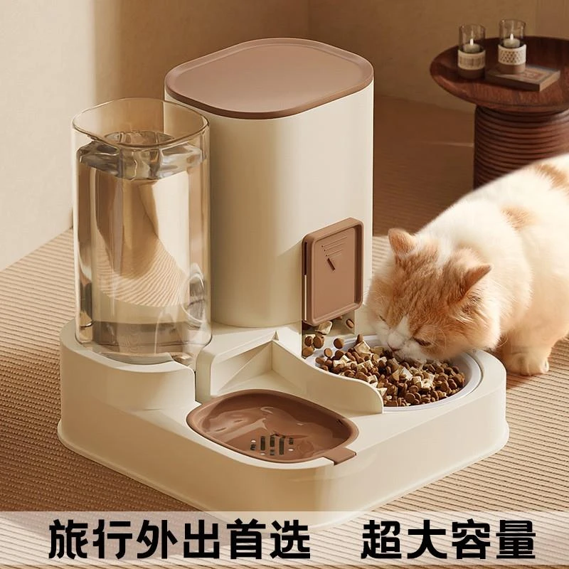 自动喂食器猫咪喝水器流动猫碗双碗饮水机一体不插电狗粮食盆