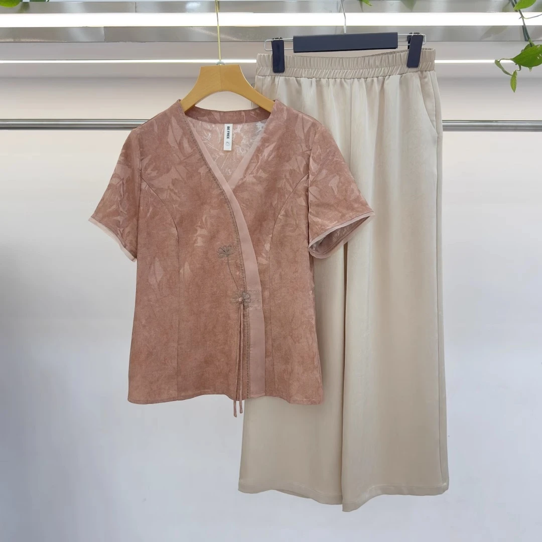 商场同款中老年高档新中式国风套装女夏洋气减龄妈妈装宽松两件套