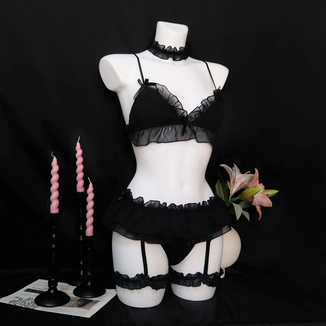 【轻梦 Lunair】 黑色雪纺睡衣套装