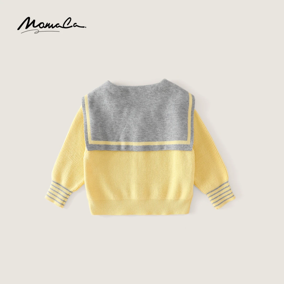 MOMOCO春秋季欧若风女童黄色海军领甜美毛衣开衫77520112013