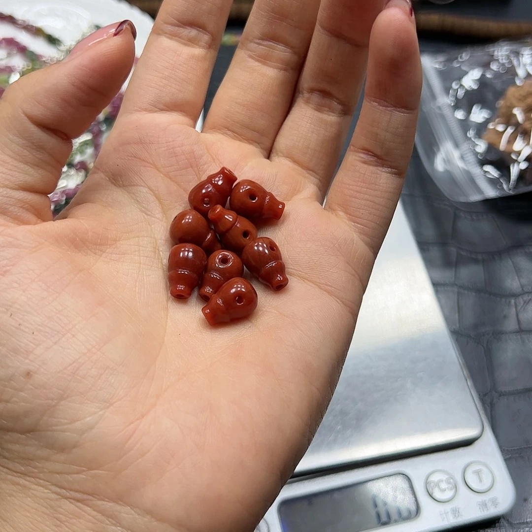 烟晶手链银S925镶嵌南红三通