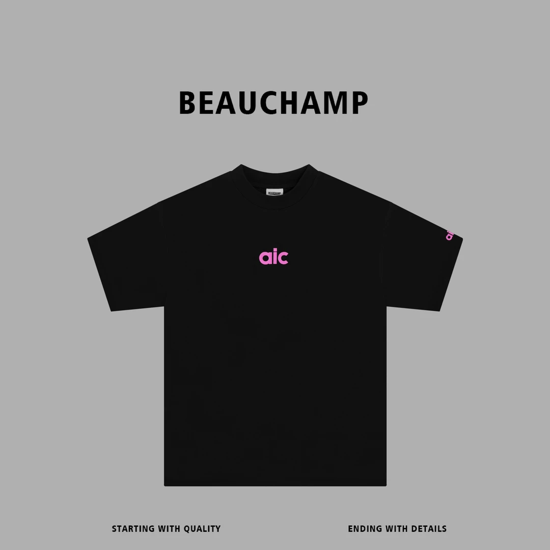 Beau champ品牌 宽松T恤夏季ins圆领重磅百搭短袖 6373#