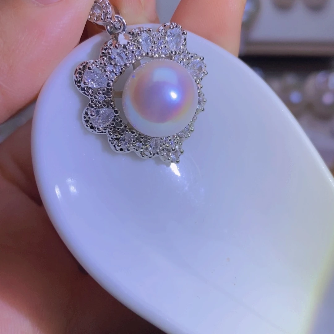 淡水珍珠银S925镶嵌天然淡水珍珠