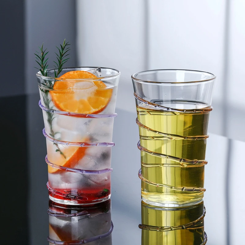 简约紫色绕藤茶杯水杯高硼硅耐热玻璃创意家用彩色玻璃水杯喝水杯