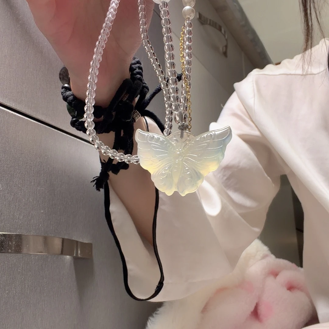 岫玉未镶嵌蝴蝶带手工