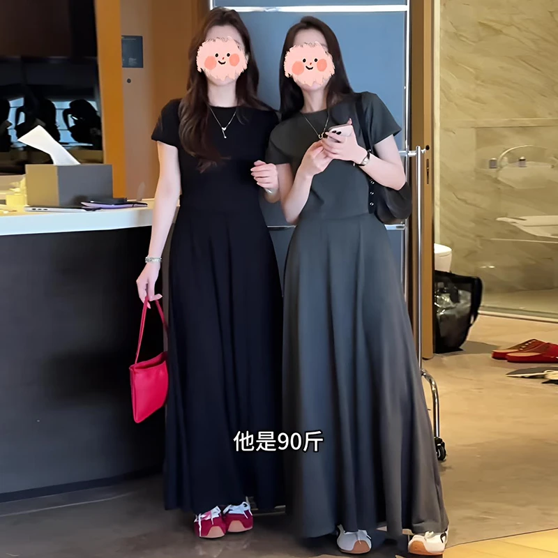 夏季一整套穿搭2025年新款巨巨显瘦韩版慵懒风纯色上衣+半裙套装