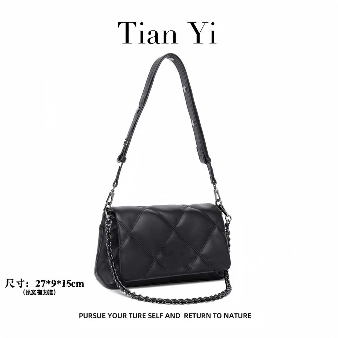 【Tian Yi渠道货】-2025新款轻奢单肩手提斜跨包  98009 黑